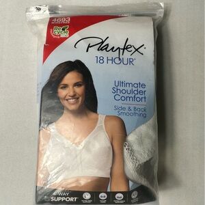 Playtex 18 Hour Ultimate Shoulder Comfort Bra Wire Free 4693 White Size 46C